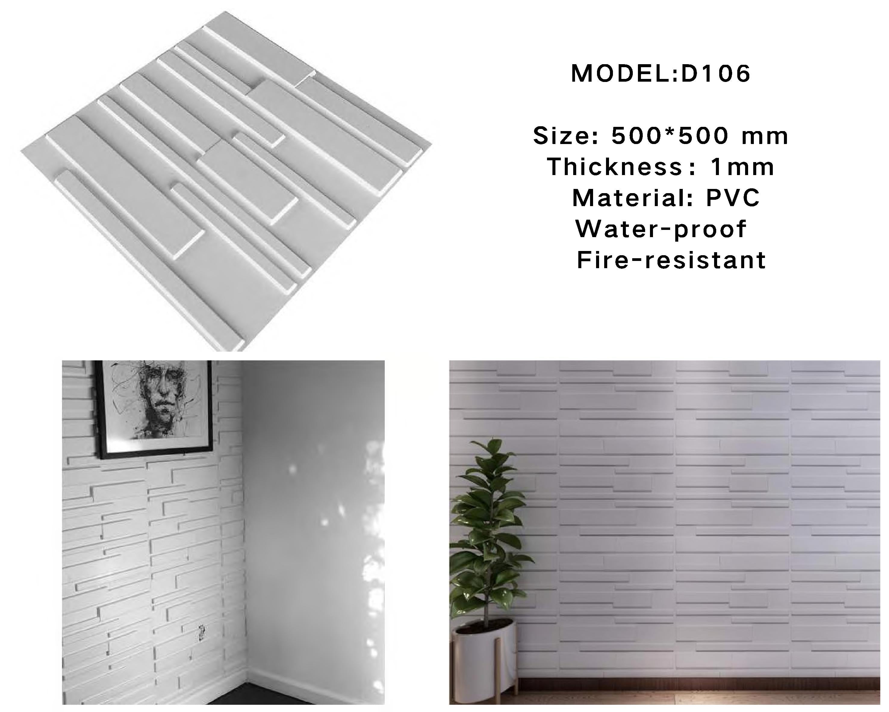 Mega Luxe Paintable 3D Texture PVC Wall Panels (19.7 X 19.7In.) - Decorative, Waterproof, Flame Resistant, Sturdy, Interior Decoration To Add Both Aesthetics And Functionality To Your Home And Offices - D106 Mega Luxe Paintable 3D Texture PVC Wall Panels (19.7 X 19.7In.) - Decorative, Waterproof, Flame Resistant, Sturdy, Interior Decoration To Add Both Aesthetics And Functionality To Your Home And Offices - D106